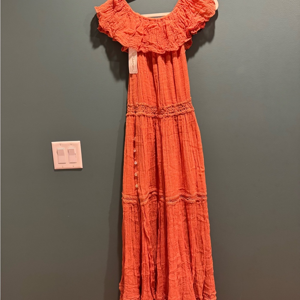 Jen's Pirate Booty Orange Off-Shoulder Dress NWT